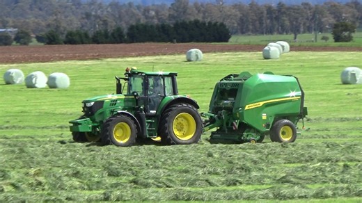 The last clip I have of round bale silage being made, at "Fairview", between Cressy and Bracknell, in Northern Tasmania, back on 31st October 2024. I think they may have been having a few teething problems with the baler as you can see the bale ejected isn't too flash on this occasion ;) | Craig's Farming Photos & Videos