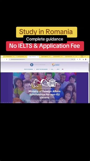 ROMANIA GOVERNMENT SCHOLARSHIP 2026 Fully Funded Scholarship for International Students 🌍 🎓 Bachelor | Master | PhD ❌ No IELTS ❌ No Application Fee 💰 Monthly Stipend Free Tuition 🏠 Accommodation Medical 📅 Deadline: Mid March 2026 Complete Step-by-Step Guide Video 👇 🔗 https://youtu.be/xBJ50vahTak Apply now & start your study journey in Europe ✈️ #RomaniaScholarship #StudyInRomania #FullyFundedScholarship #WithoutIELTS #EuropeScholarship