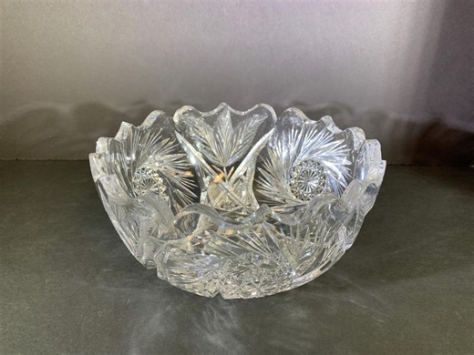 American Brilliant Cut Glass Bowl Vintage 8” - Etsy