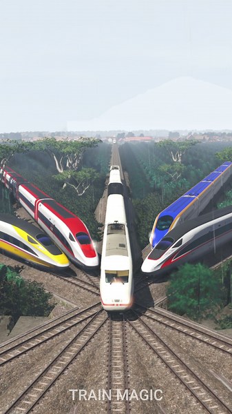 4 High Speed ​​Trains Crossing 3 High Speed ​​Trains #railroad #train #railtrack #railway