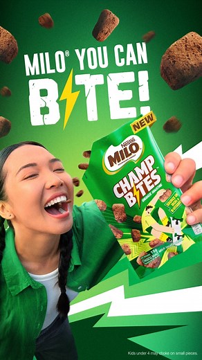 9.3K views · 246 reactions | Your MILO® fave is in its snack era ⚡Take a bite of the NEW MILO® Champ Bites! Get yours now! Disclaimer: Kids under 4 may choke on small pieces. ASC Ref Code: N0196P080125M | MILO® Philippines | Facebook