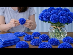 how to make flower from shopping bags