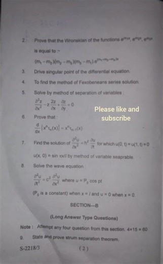 SDSUV Msc 2nd sem. Mathematics(Differential Equation) PYQ Paper-2022 #mscmath#pyq#imp.foryour#exam