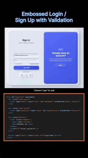 Embossed Login UI with HTML & CSS