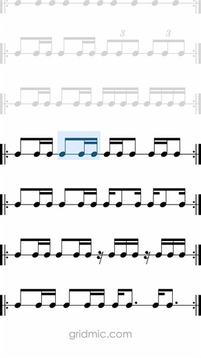 Gridmic - Rhythm Reading on Instagram: "16th notes + other rhythms 🎶 #rhythm #sightreading #musician #musiclesson #musiceducation #musicchallenge #drummer"
