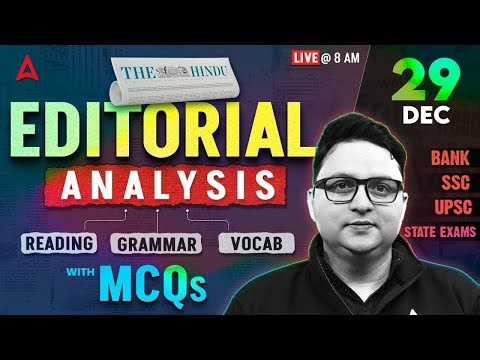 The Hindu Analysis | 29 Dec 2025 | Reading, Grammar, Vocab, MCQs | The Hindu Editorial Analysis