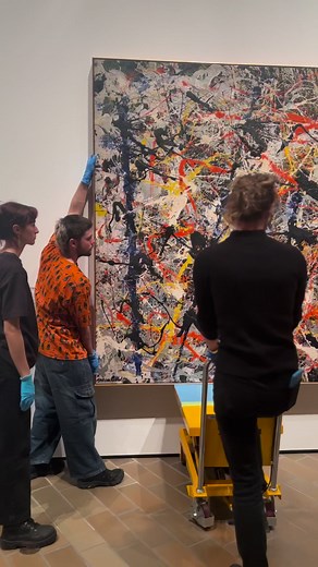 Jackson Pollock’s Blue poles has made the short move to gallery 11 today, ensuring visitors still have access to view the work while we upgrade the Gallery’s lighting. There is a light at the end of the tunnel. Plan your visit. Check online to see which galleries are open.https://nga.gov.au/visit/gallery-map/Jackson Pollock, Blue poles, 1952, National Gallery of Australia, Kamberri/Canberra, purchased 1973 © Pollock-Krasner Foundation. ARS/Copyright Agency | National Gallery of Australia, Canber