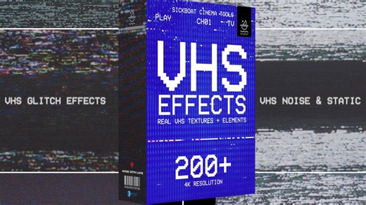 200多种复古录像带VHS纹理特效   音效素材 Sickboat - VHS EFFECTS - REAL VHS TEXTURE OVERLAYS (4K)
