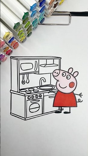 REVERSE Coloring Peppa Pig 🍳 #peppapig #reversecoloring #coloringtime #markers