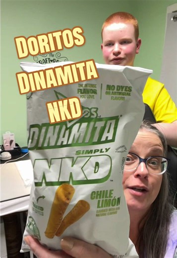 We tried a new Doritos NKD flavor, Dinamita. CJ is the only one who likes them. @Doritos #doritos #doritosnkd #spicy #sour #chips