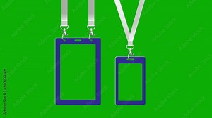 A set of lanyards and badges, Templates for design presentations green screen. vector illustration.