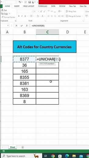 💰 Currencies in Excel! Alt Codes for Country Codes & Excel Functions 💻