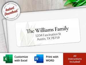 Christmas Return Address Labels 2 5/8" X 1". Customize W Excel / Word. Instant Download - Etsy UK