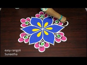 Amazing Freehand rangoli kolam for Sankranthi festival 2020 by easy rangoli Suneetha