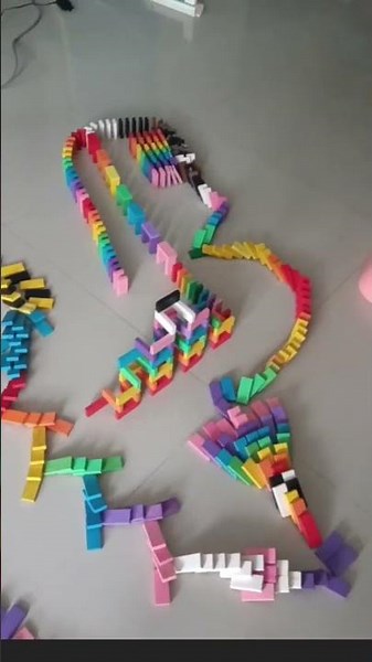 rainbow dominoes reverse 5 #satisfyingdominoes #dominoesfalling #viral