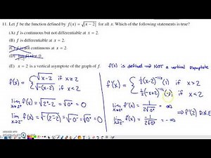 2012 AP Calculus AB Multiple Choice #11 - Continuity & Differentiability