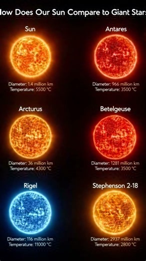 Our Sun vs Giant Stars: The Size Difference Is Unreal ☀️✨ #space #universe #astronomy