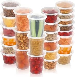 CXPSINC 48 Sets Food Storage Containers-8,16,32oz Plastic Deli Containers with Lids, BPA-Free Leakproof Round Clear Takeout Container Meal Prep Microwavable, Airtight Lids (Mixed Sizes)…