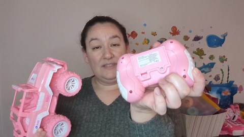 BEZGAR Remote Control Car for Girls - 1:16 Pink RC Jeep Set with 2 Dolls, 4 Windmills & 2 High-Capacity Rechargeable Batteries(80+ Mins Runtime), 2.4GHz RC Cars with Lights, Birthday Gifts for Kids