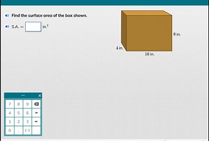 Find the surface area of the box shown.\text { S.A. }=\square ... | Filo