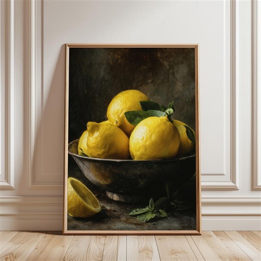Rustic Lemon Still Life Printable - Moody Farmhouse Kitchen Decor, Citrus Fruit Art, Rustic Cottage Style, Cozy Cottagecore Digital Download - Etsy