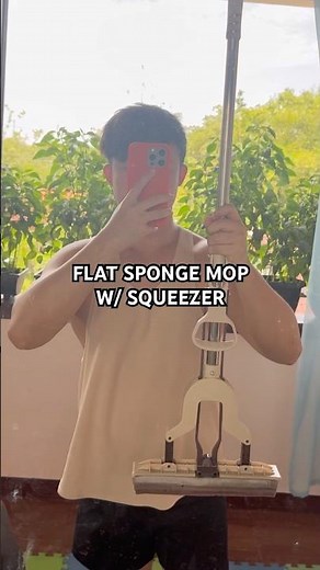 Flat Sponge Floor Mop With Squeezer Mop Dry And Wet Absorption #spongemop #housecleaning