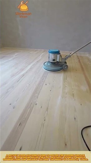 Polishing Wooden Floor Surface with Rotary Buffer for Glossy Finish