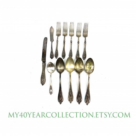 Vintage Flatware - Tarnished 1847 Rogers Bros - Old Colony 1911 - 12 Pieces - My40yearcollection - Etsy