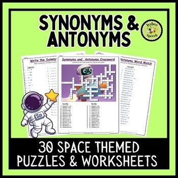 Synonyms & Antonyms Space-Themed Puzzles and Worksheets Vocabulary Practice