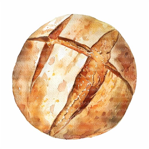 Watercolor Sourdough Bread Clipart | Rustic Loaf, Golden Crust (digital Download) - Etsy