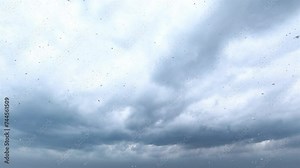 Falling snow from sky ultra HD resolution video 3d rendering, Snow falling from cloudy sky realistic video for editing.