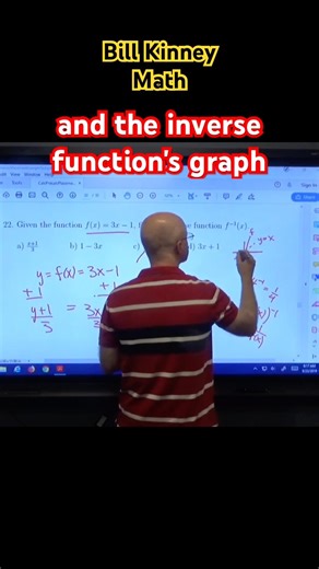 REFLECTION Property of INVERSE Functions: How to Graph the Inverse of f(x) = 3x - 1
