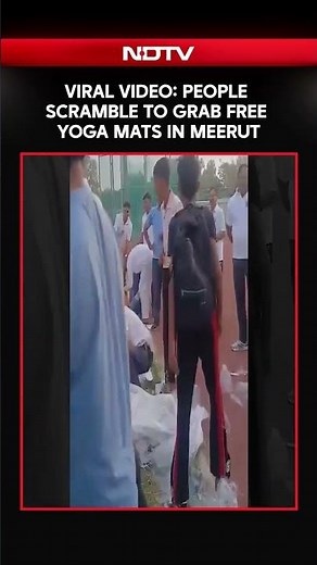 Viral Video: Crowd Scrambles For Free Yoga Mats At Meerut Yoga Day Event