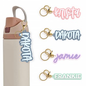 Personalized Custom Water Bottle Keychain, Owala Freeship Name Tag, Stanley Charm, Tumbler Accessory, Tumbler Tag, Bag Tag, Name Keychain - Etsy