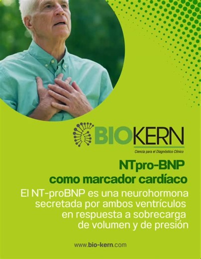 Biokern, C.A. on Instagram: "Este marcador permite detectar, diagnosticar y evaluar la gravedad de la insuficiencia cardiaca congestiva. Se producen continuamente en pequeñas cantidades en el corazón y se liberan en grandes cantidades cuando el corazón siente que necesita trabajar más. Esto ocurre por ejemplo cuando hay retención de líquidos y expansión de volumen en las arterias y venas. Posteriormente, el músculo cardíaco se estira y trabaja duro para bombear sangre en condiciones normales de