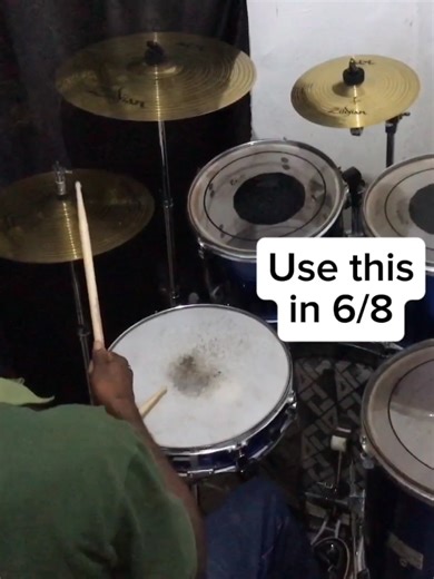 Use this pattern in a 6/8 drum groove! Drum Lesson.#drummersoftiktok #drums #drumming #drumlesson