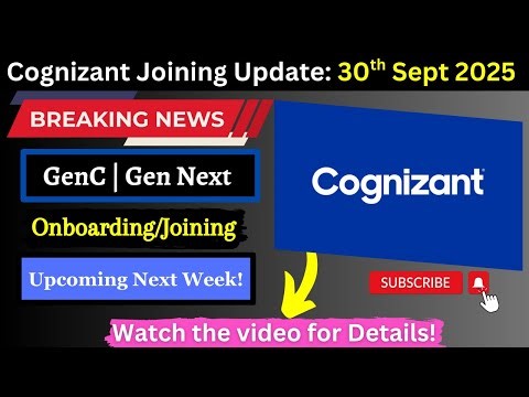 Cognizant Joining Update | Joining Date: 30th Sept 2025 | Watch the video for details!✔️🔥