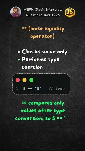 difference between == and === in JavaScript? #shorts #jsinterview