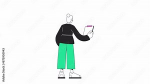 Person raising clipboard and nodding head line 2D character animation. Inspector controlling work flat color cartoon 4K video, alpha channel. Tasks checkup animated person on white background