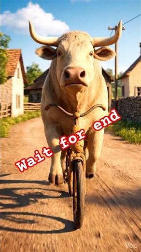 wait for end ! cow ride on bycycle #ai #funny #shortsviral #funniestvideo #funnycomment #viral