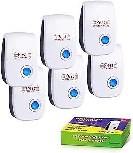 Ultrasonic Pest Repeller with 6 Pack – Human and Pet Safe, Rat & Insect Control, Pest Protection for Home, Supermarket, Warehouse,Hotel-Restaurant