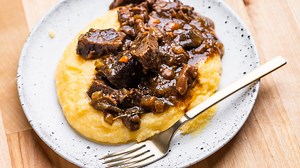 Italian beef stew with red wine, mushrooms, veggies, and a touch of rosemary. Print recipe: https://www.sipandfeast.com/italian-beef-stew/ | Sip and Feast
