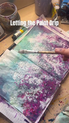 Art Journal Entry No. 54 | Letting Paint Drip (Abstract Flower Study)