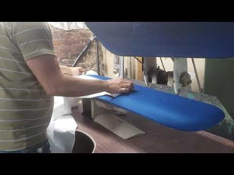 Ironing a shirt with military crease