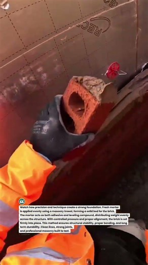 Perfect Brick Laying Technique with Masonry Trowel #shorts #masonry #construction