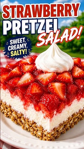The BEST Strawberry Pretzel Salad for Labor Day! 🍓🇺🇸 Creamy, Sweet & Salty!