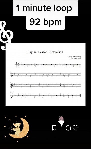 Babette's Rhythm Lesson 3 - Treble Clef at 92 BPM