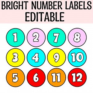 Printable Calendar Number Labels, Cubby Labels, Book Bin Labels, Number Spots