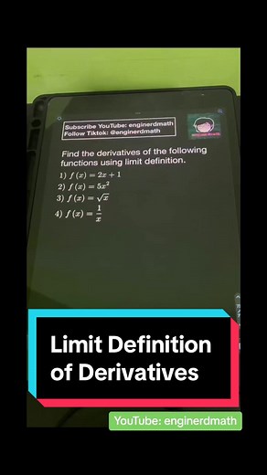 Limit Definition of Derivatives #onthisday #fyp #enginerdmath #engineering #calculus #derivatives #limits