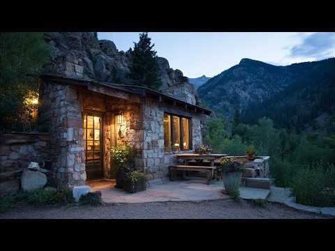 Cozy Rustic Stone Cabin at Sunset 🌄 Peaceful Mountain Living